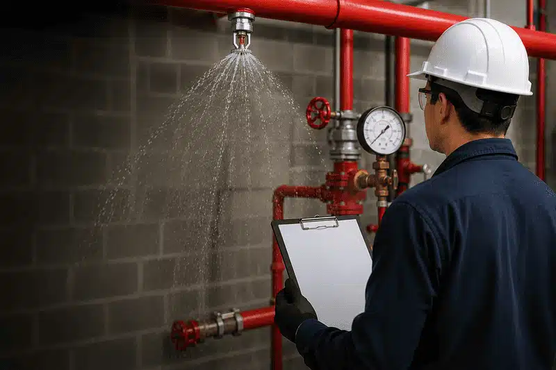 teste hidrostático de sprinklers